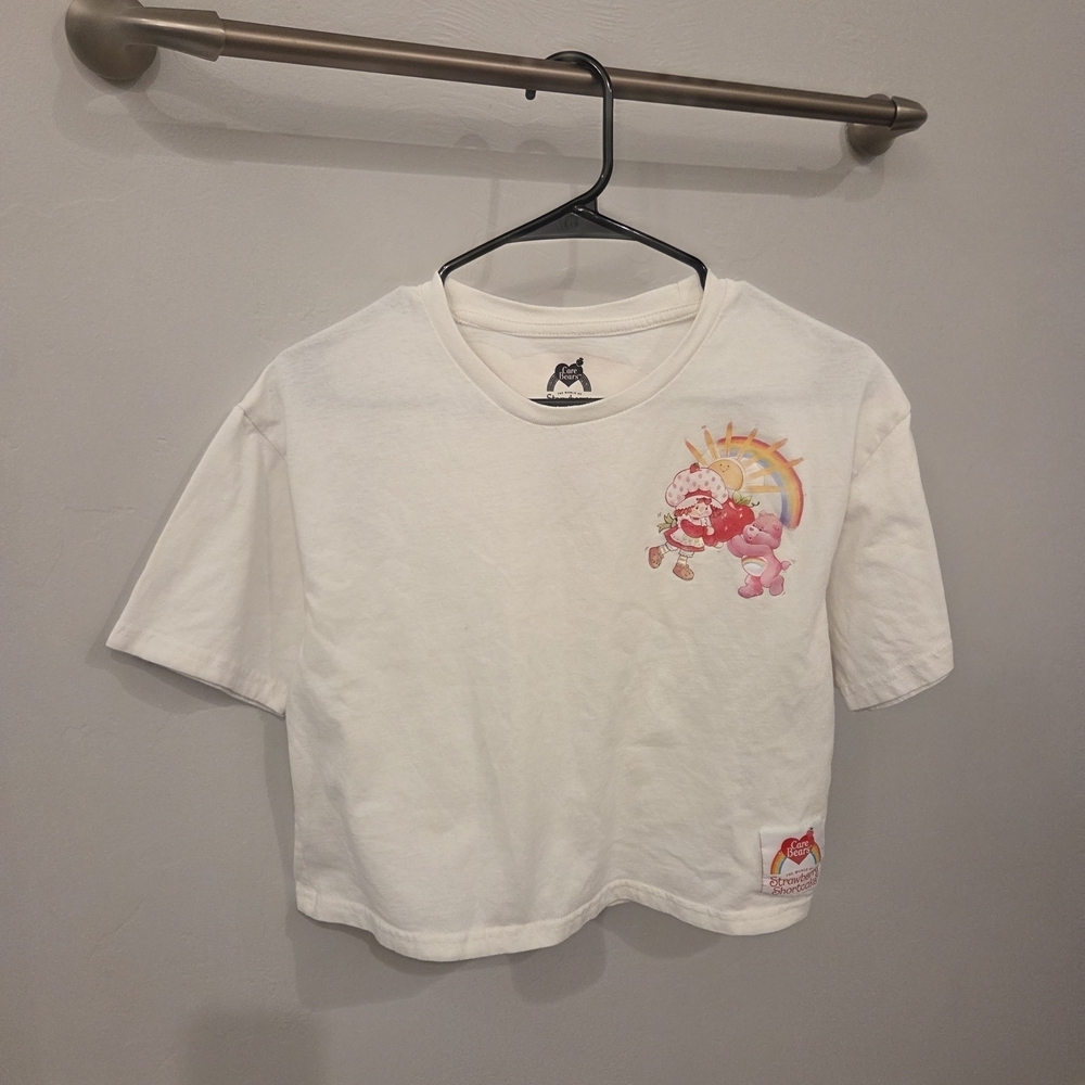 Care Bears White Tee with Rainbow and Pink Bears